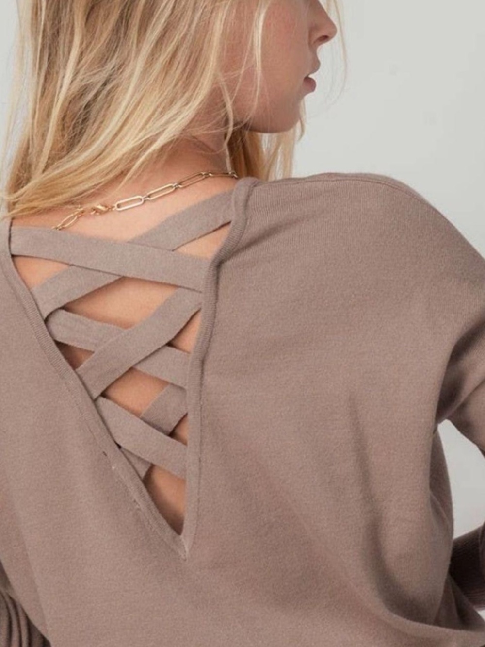 Dreamers Taupe Lightweight Knit Pullover